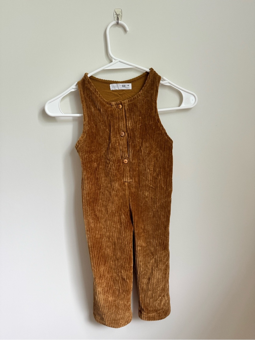 Zara Kids Corduroy One-Piece Jumpsuit in Warm Brown